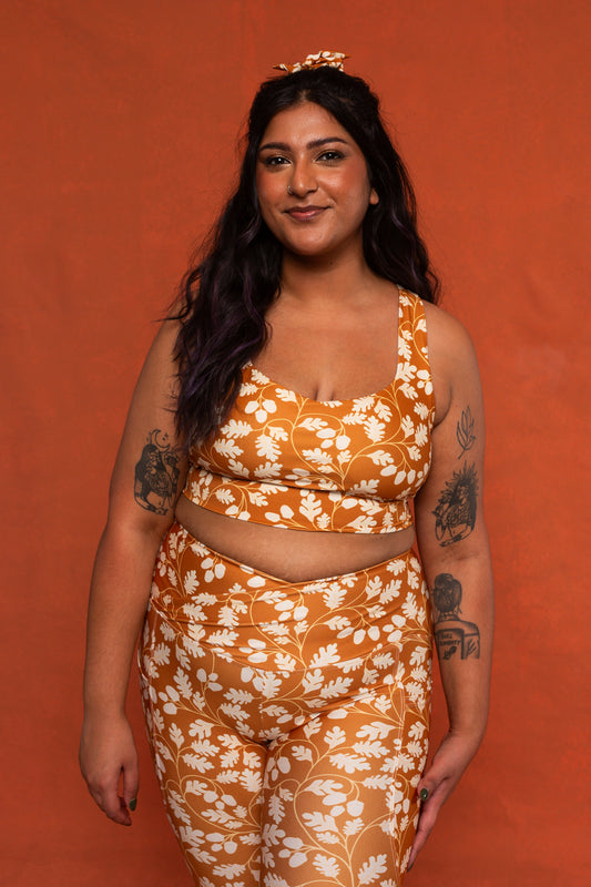 Autumn Leaf Longline Sports Bra