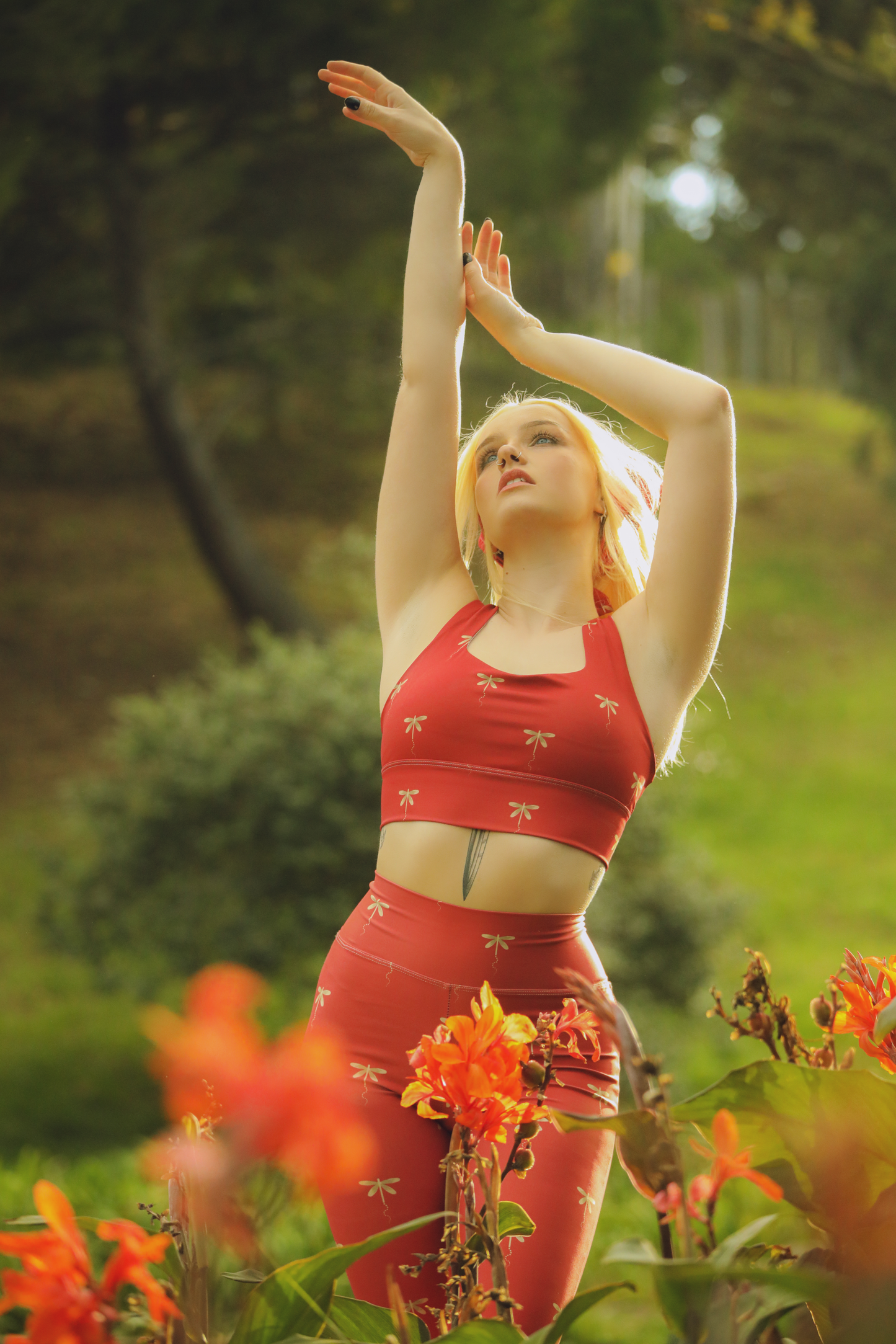 Dragonfly Print Longline Sports Bra