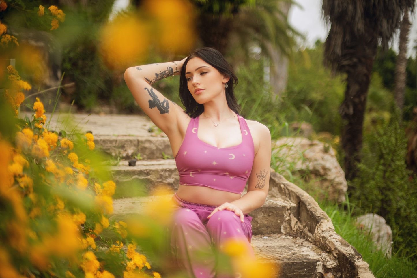 Celestial Print Longline Sports Bra