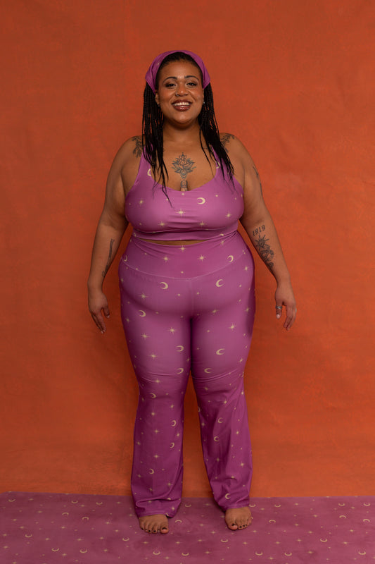 Lilac Celestial Print Flared Leggings Bundle