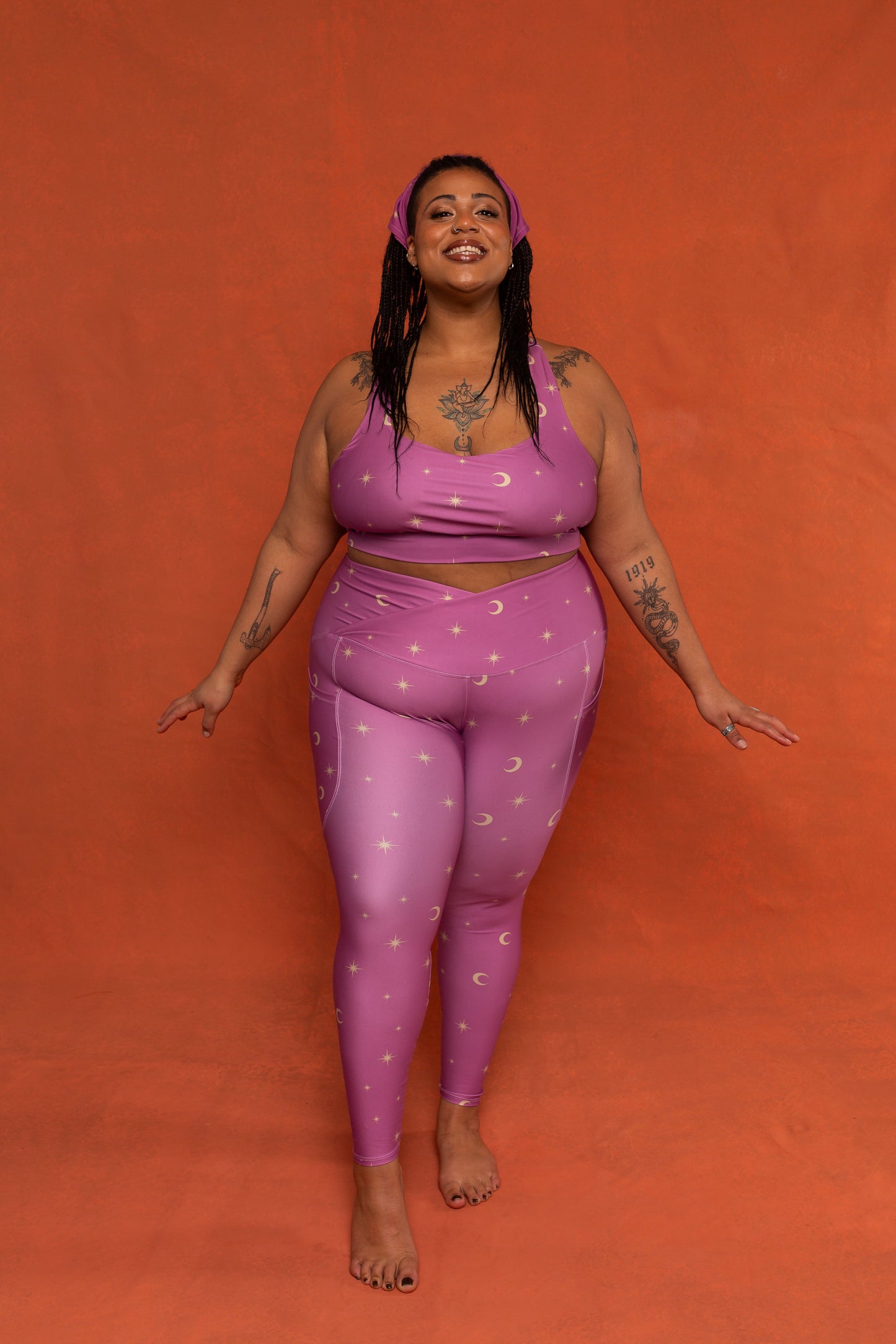 Celestial Print Crossover Recycled Leggings