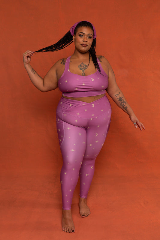 Lilac Celestial Print Crossover Leggings Bundle