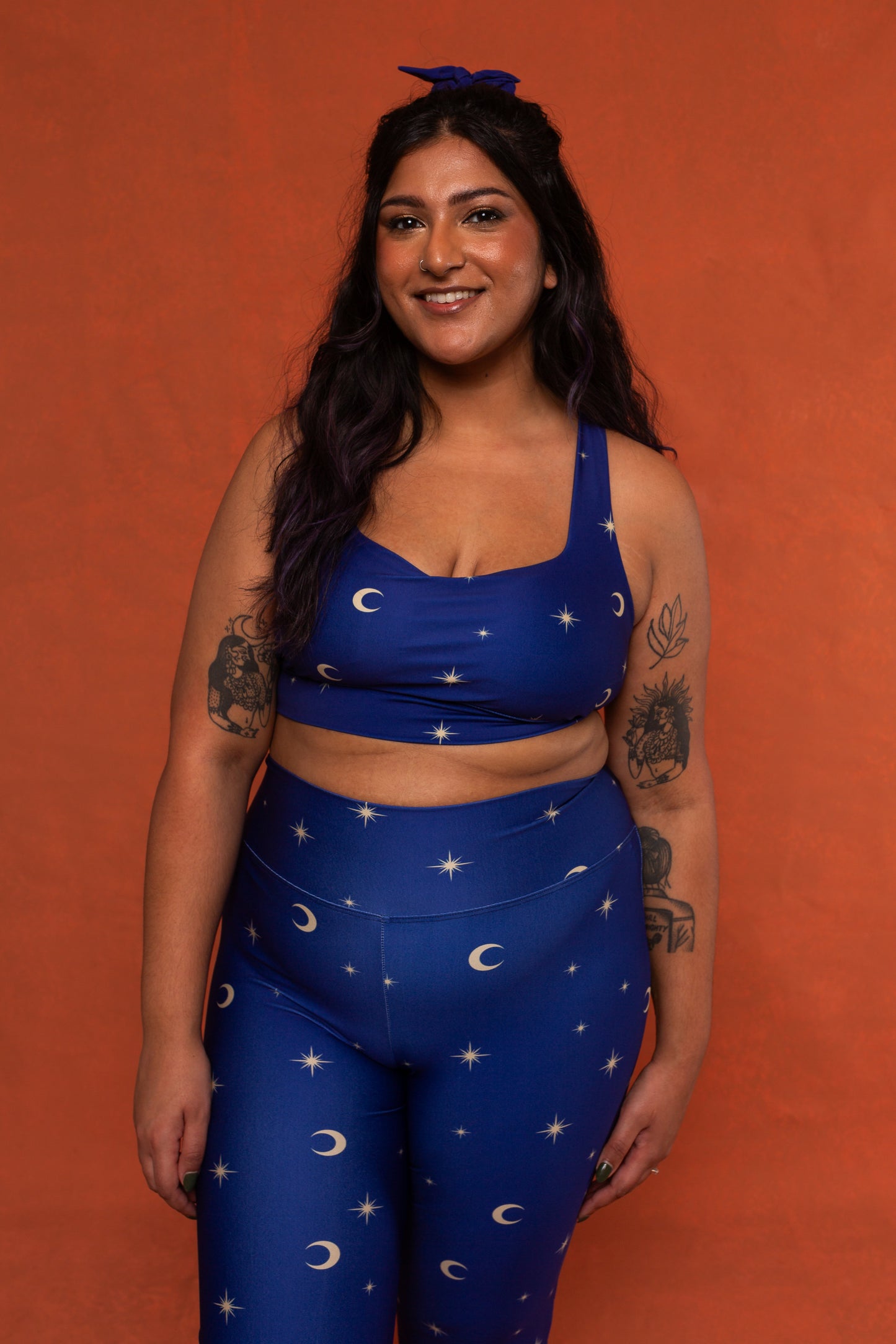 Navy Celestial Print Recycled Flare Leggings