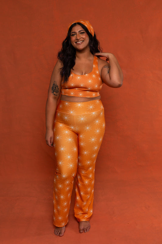 Orange Sun Print Flared Leggings Bundle