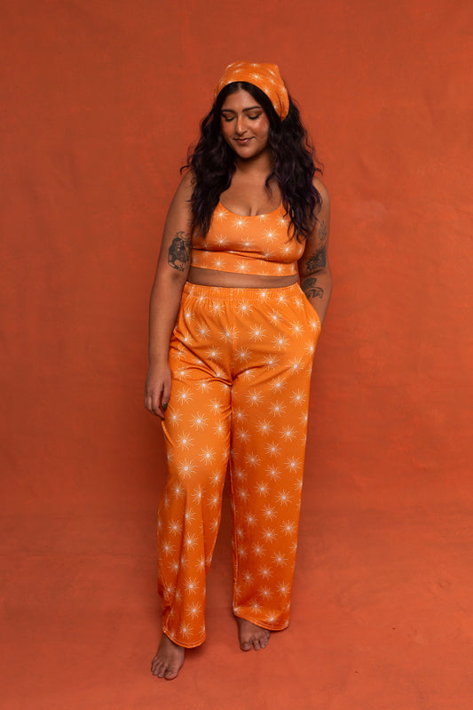 Orange Sun Print Wide Leg Pants Bundle