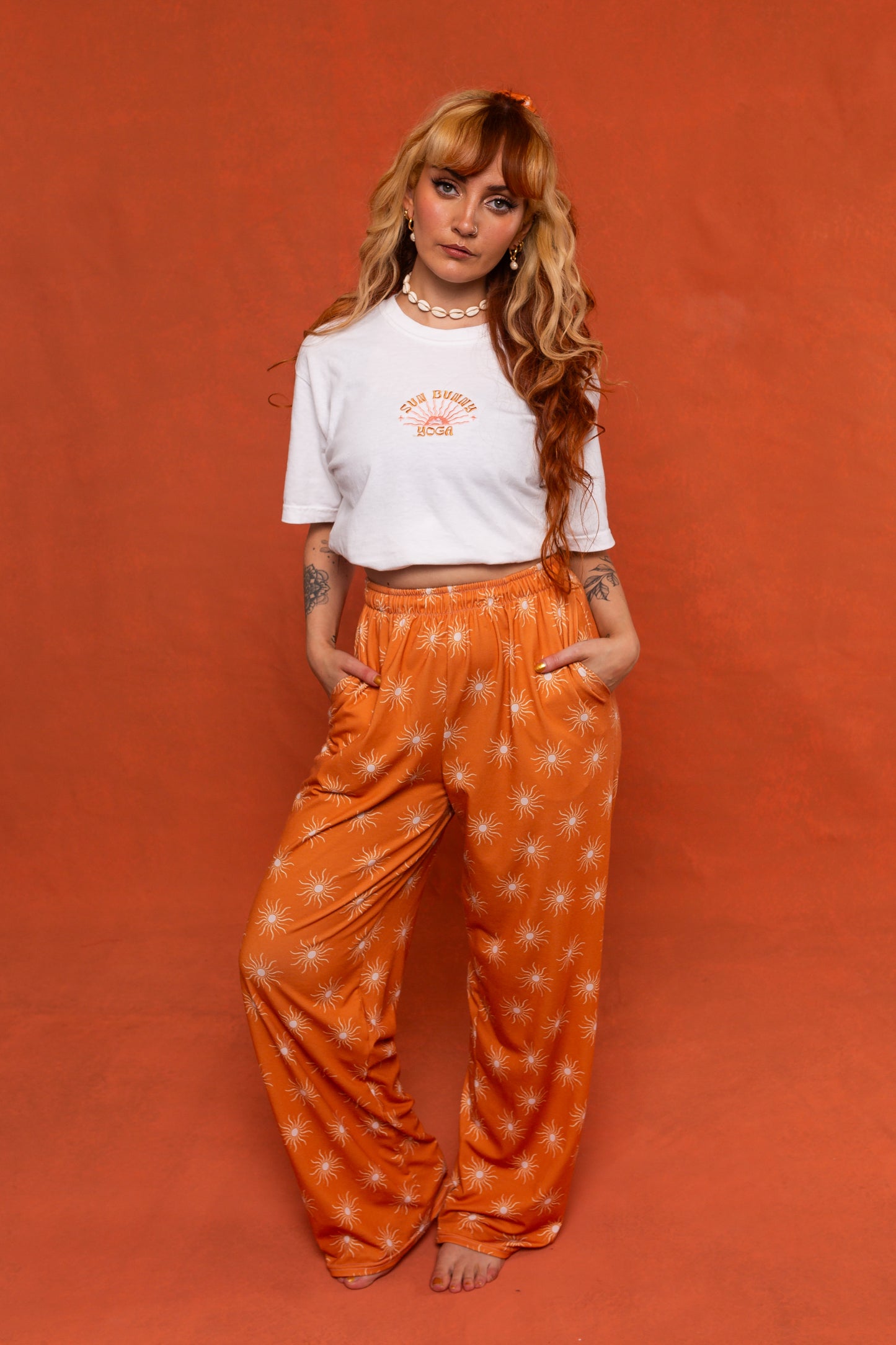 Sun Print Wide Leg Trousers