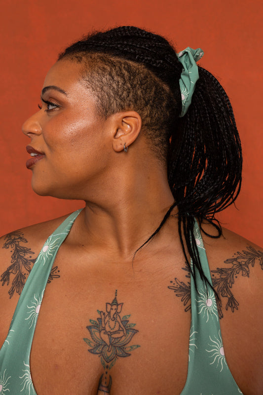 Sage Sun Print Recycled Scrunchie
