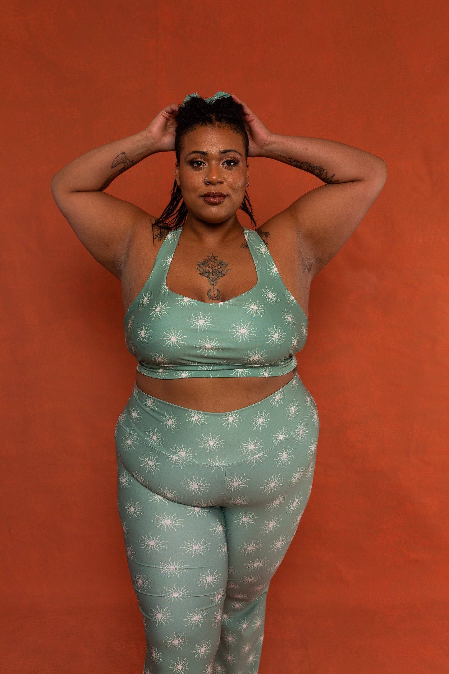 Sage Sun Print Recycled Flare Leggings