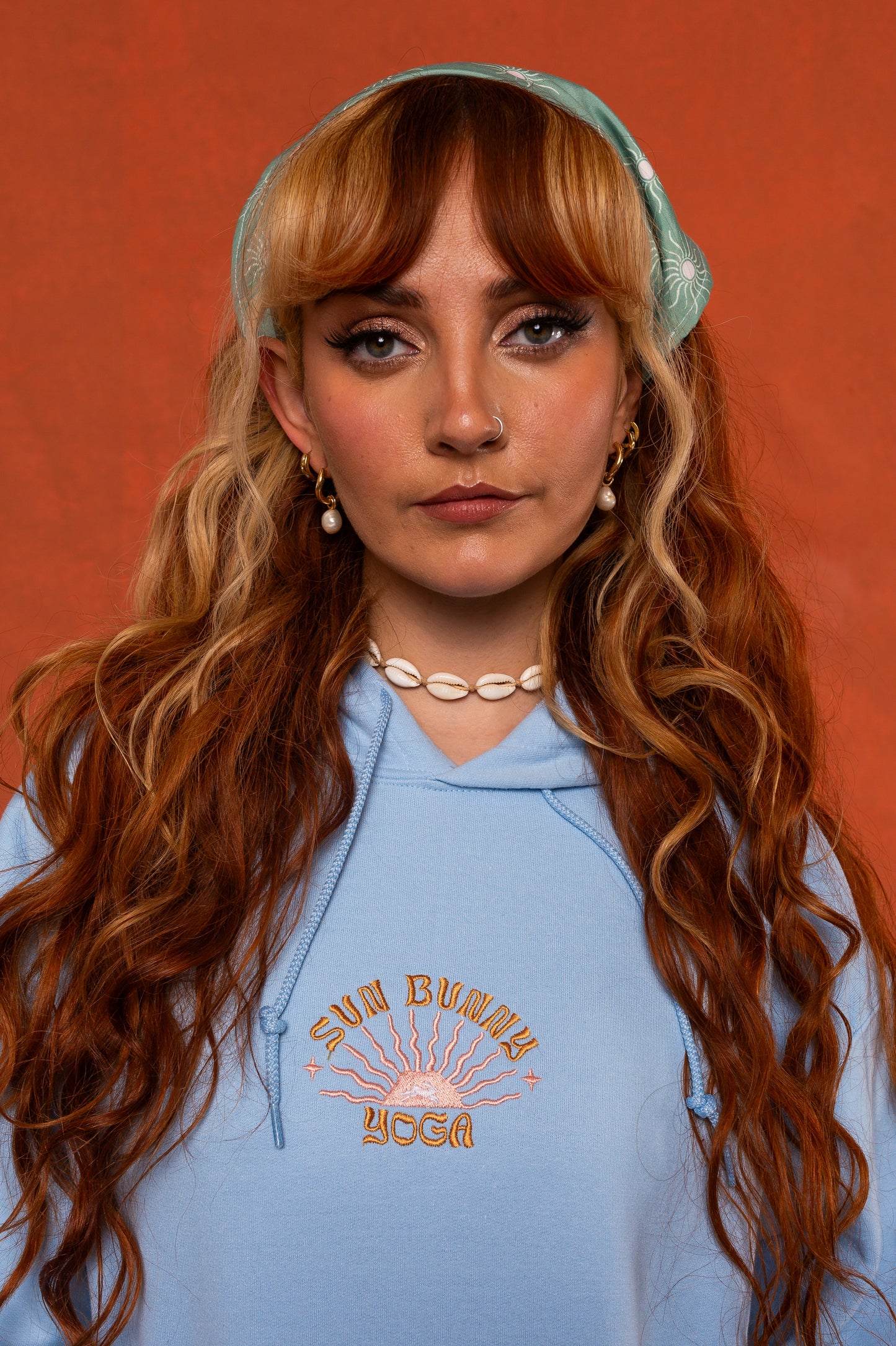 Blue Sun Bunny Embroidered Hoodie