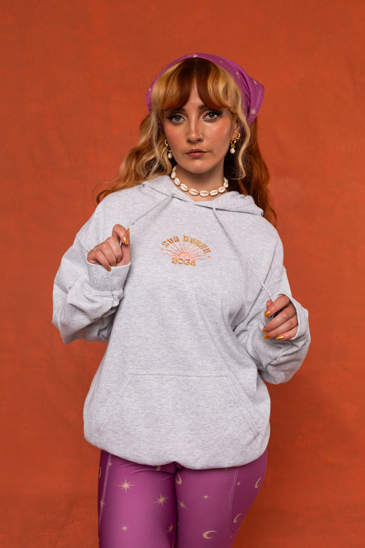 Grey Sun Bunny Embroidered Hoodie