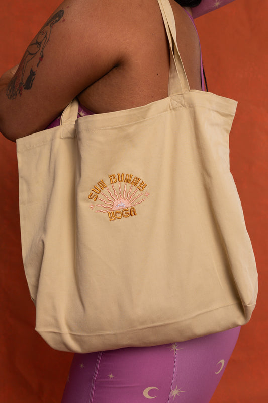 Large Organic Cotton Embroidered Tote Bag