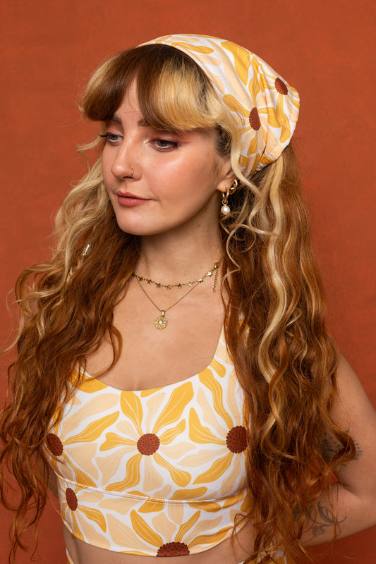 Sunflower Print Recycled Bandana