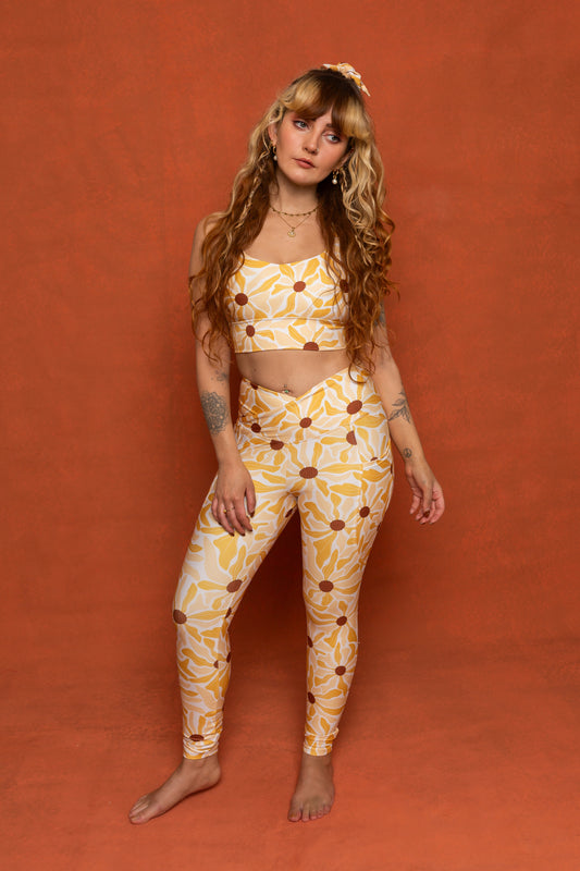 Sunflower Print Crossover Leggings Bundle