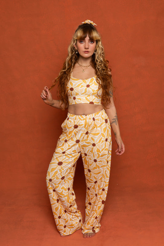 Sunflower Print Wide Leg Pants Bundle