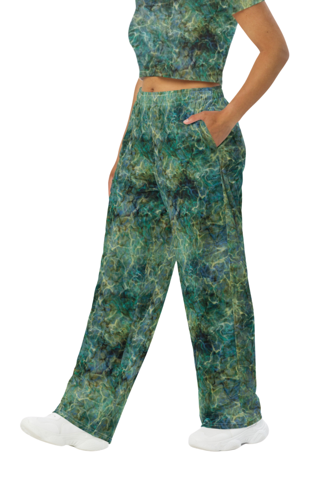Labradorite Print Wide Leg Trousers