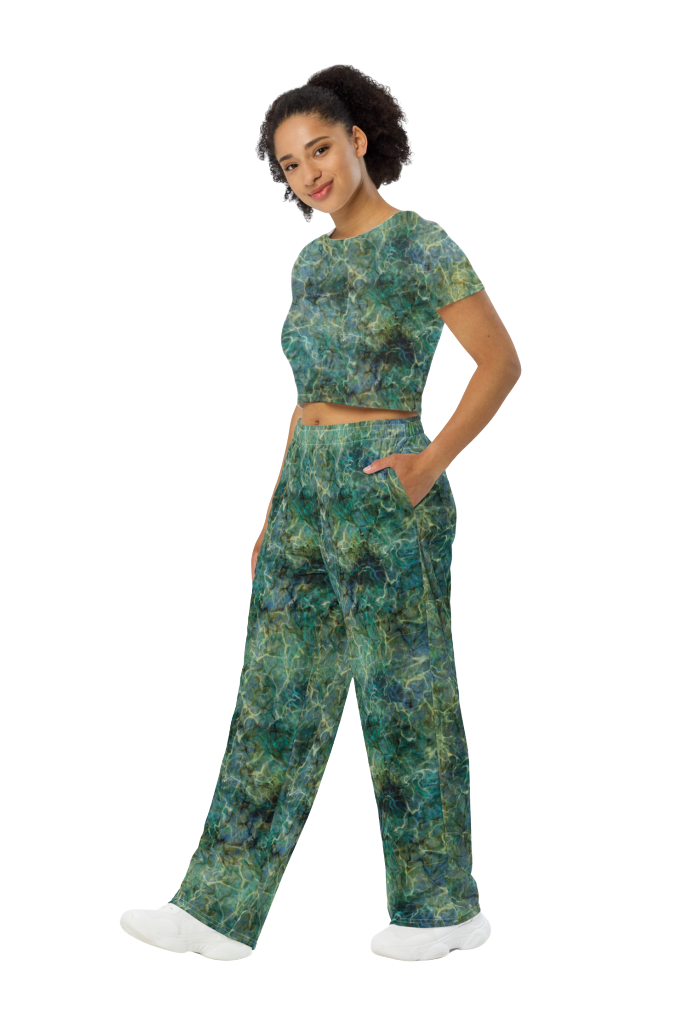 Labradorite Print Wide Leg Trousers