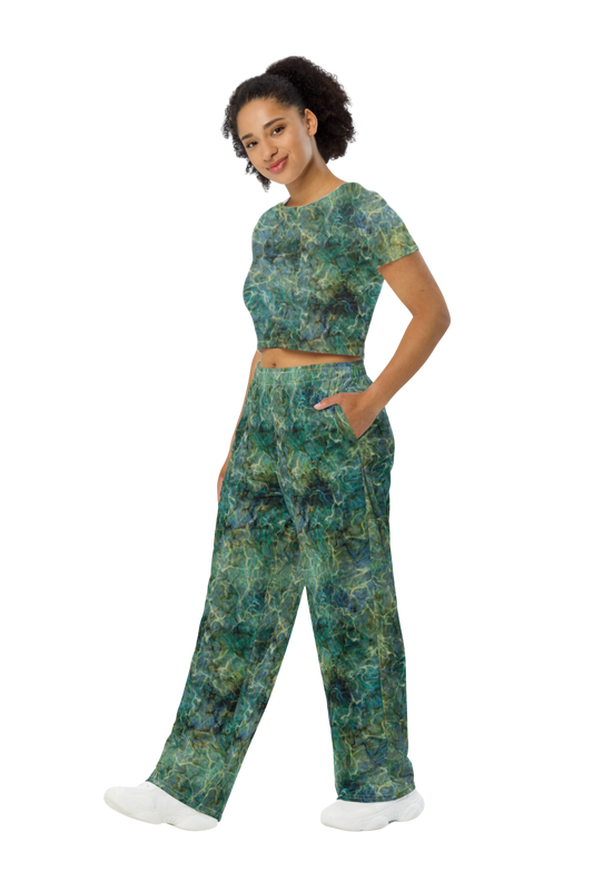 Labradorite Print Wide Leg Trousers