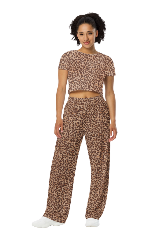 Leopard Print Wide Leg Trousers