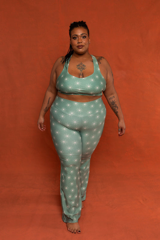 Sage Sun Print Recycled Flare Leggings