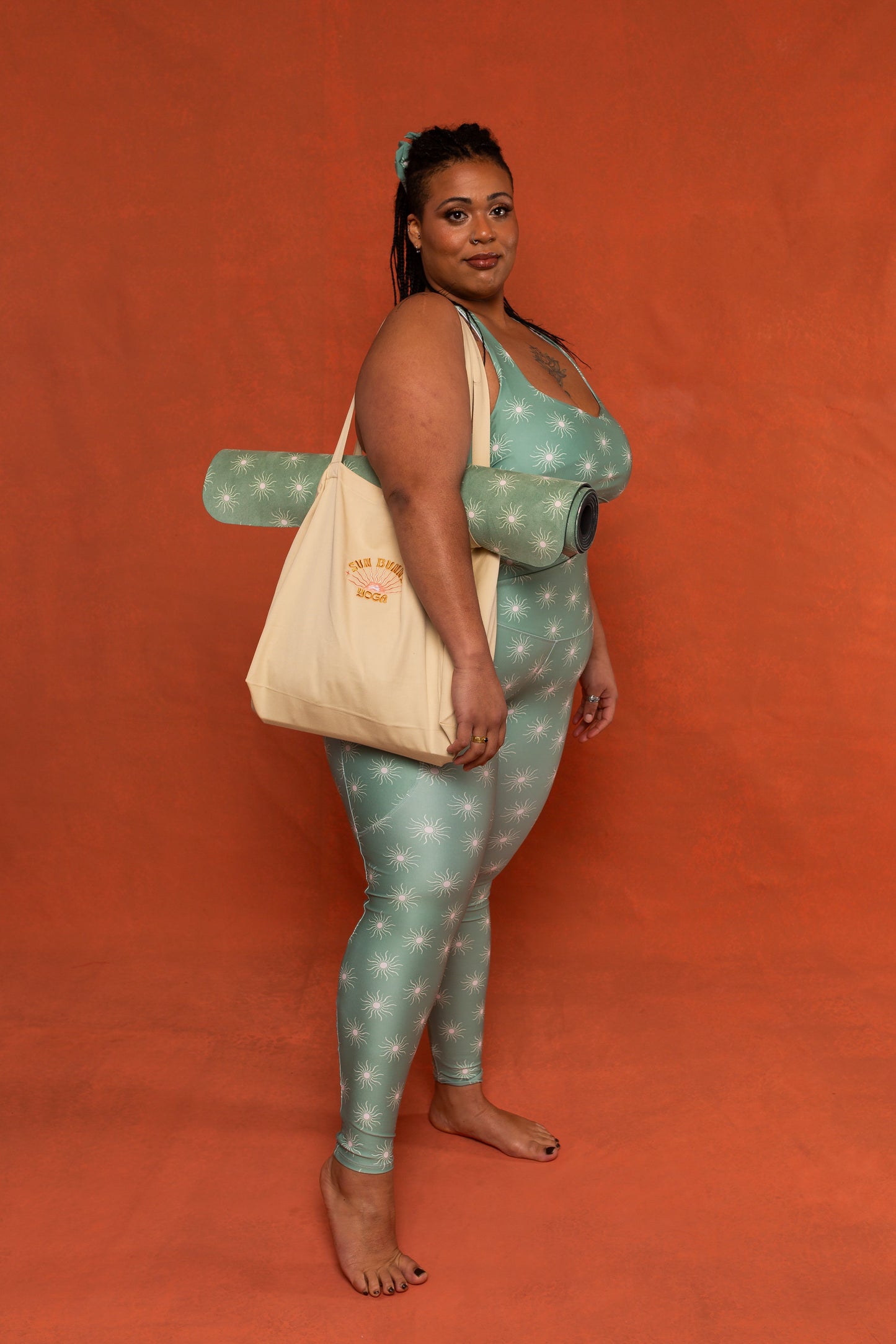 Sage Sun Print Crossover Recycled Leggings