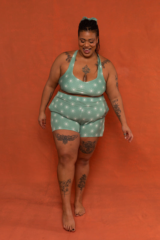 Sage Sun Print Recycled Shorts