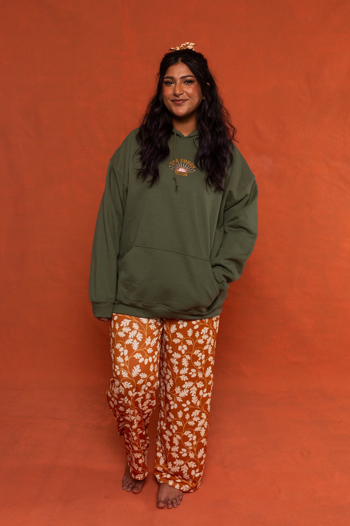 Green Sun Bunny Embroidered Hoodie