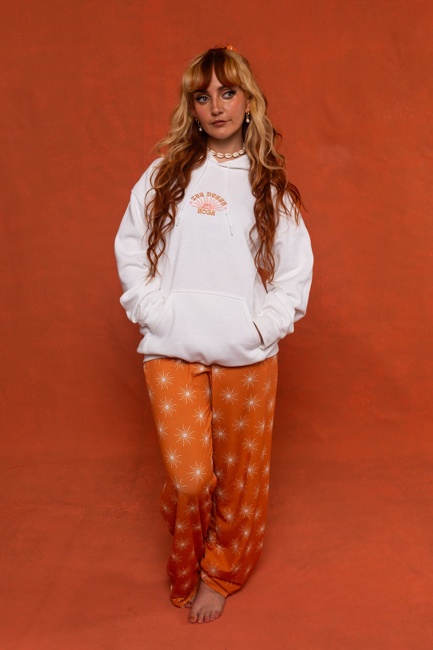 White Sun Bunny Embroidered Hoodie