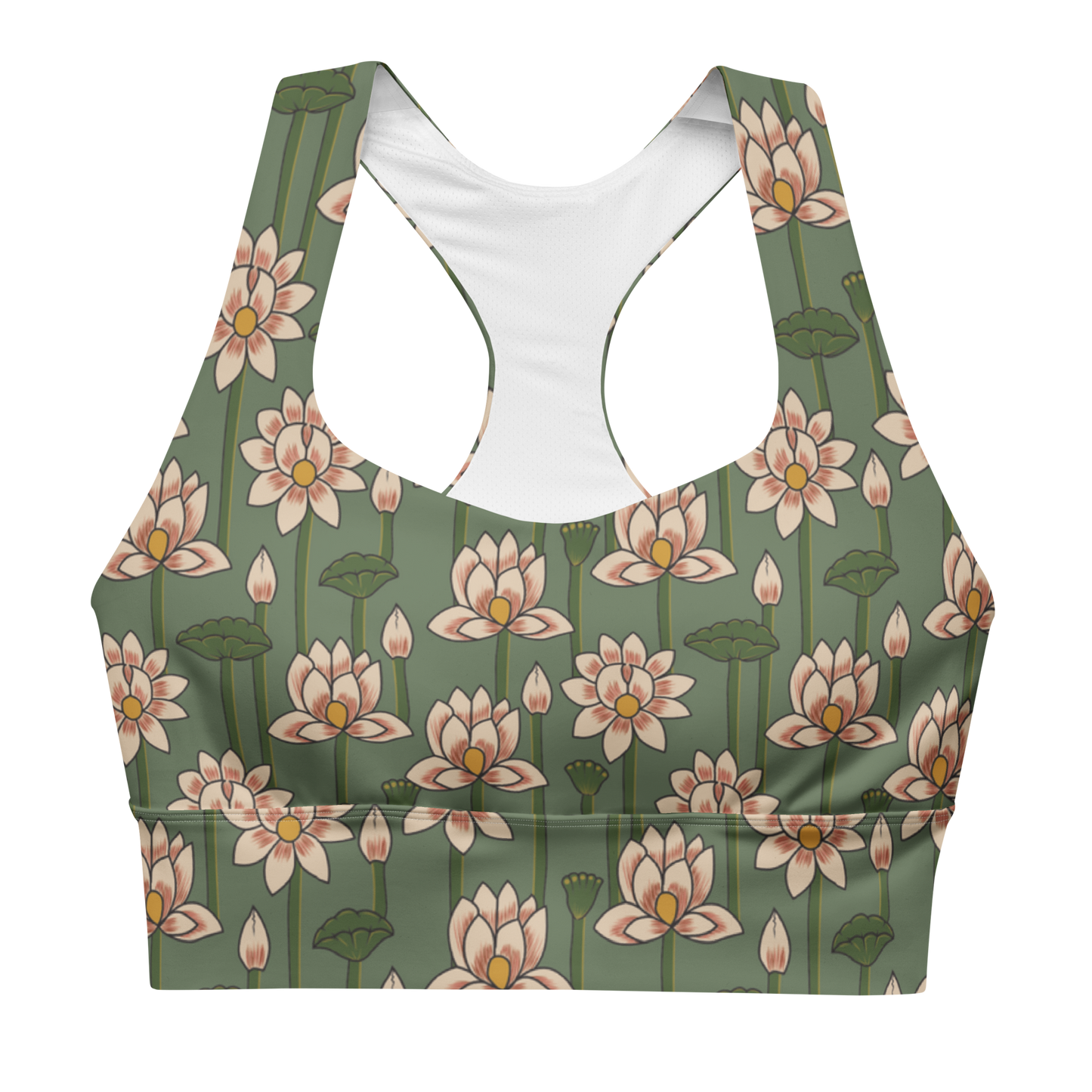 Lotus Print Longline Sports Bra