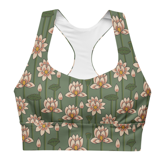 Lotus Print Longline Sports Bra