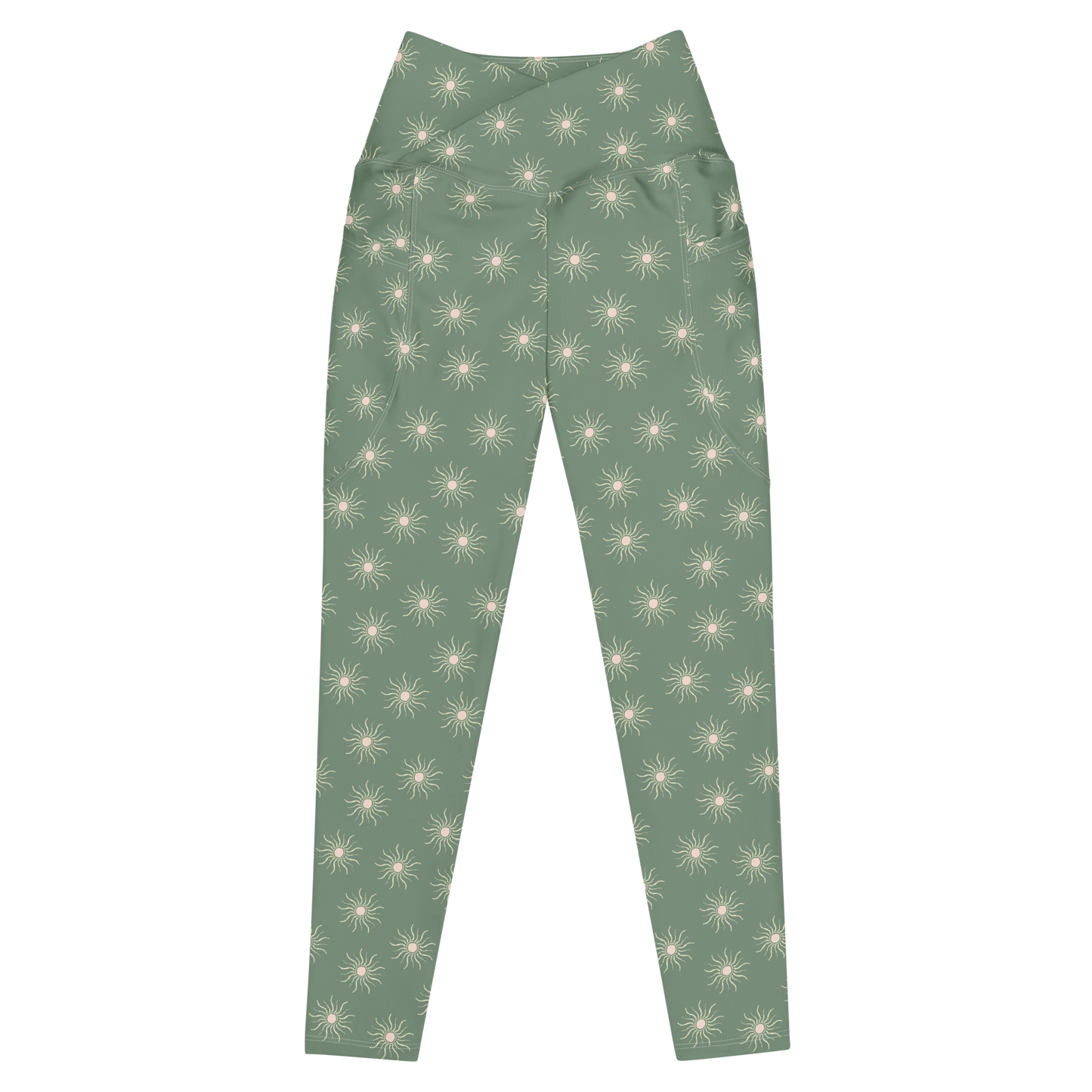 Sun Print (Sage) Crossover Recycled Leggings