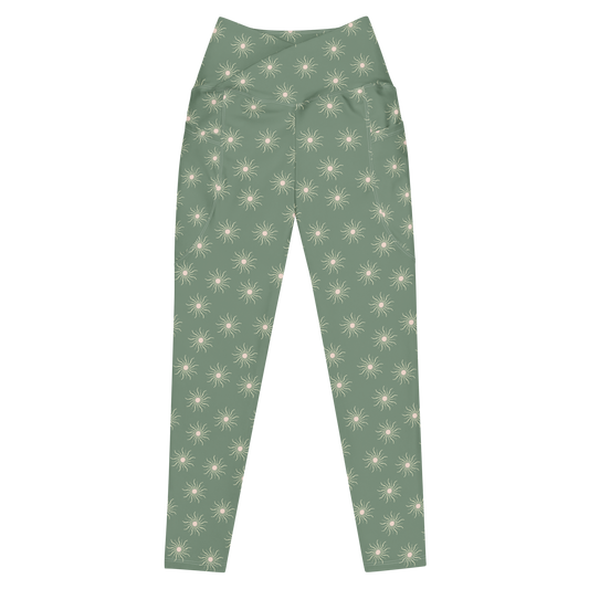 Sun Print (Sage) Crossover Recycled Leggings