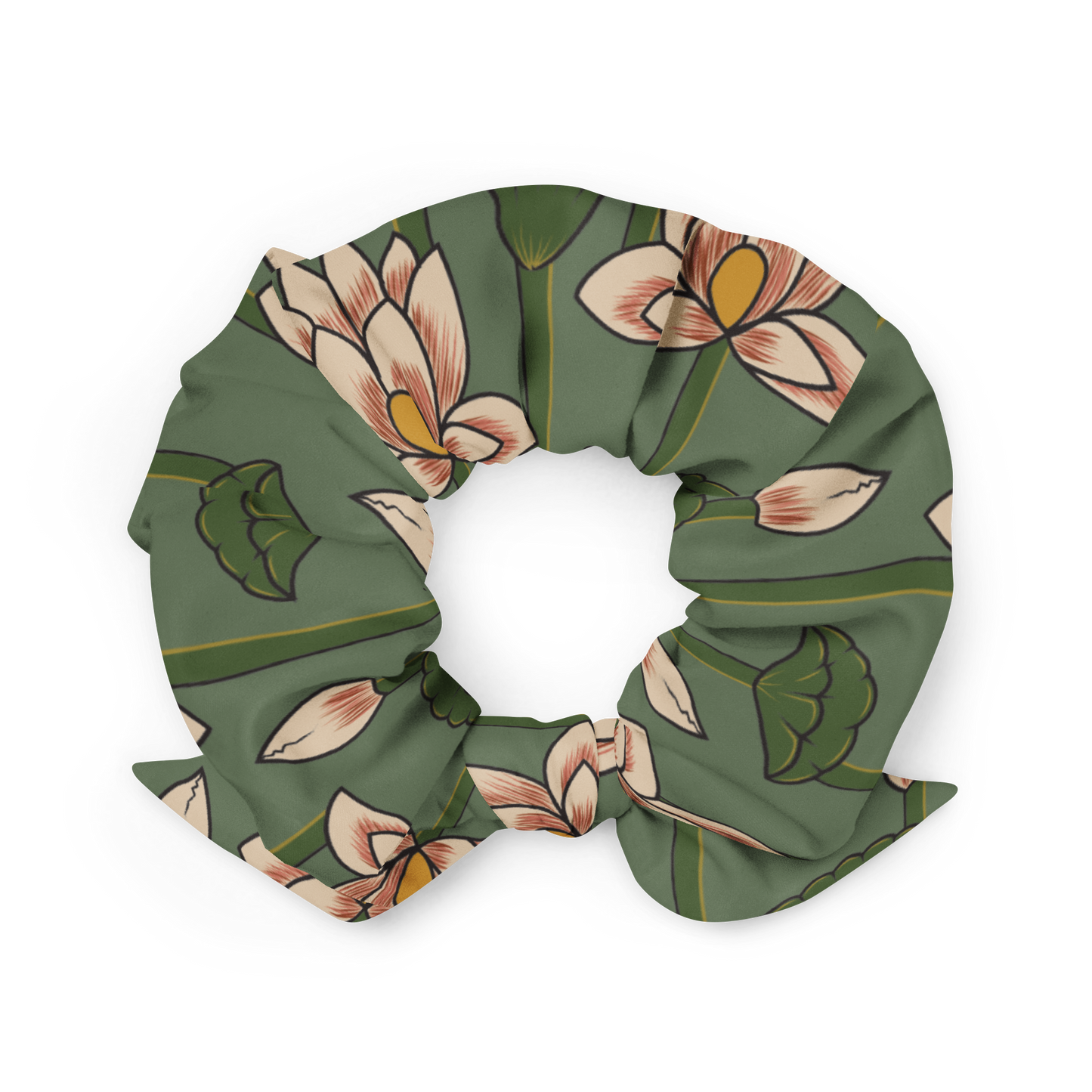 Lotus Print Recycled Scrunchie