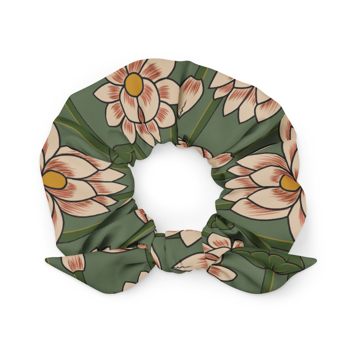 Lotus Print Recycled Scrunchie