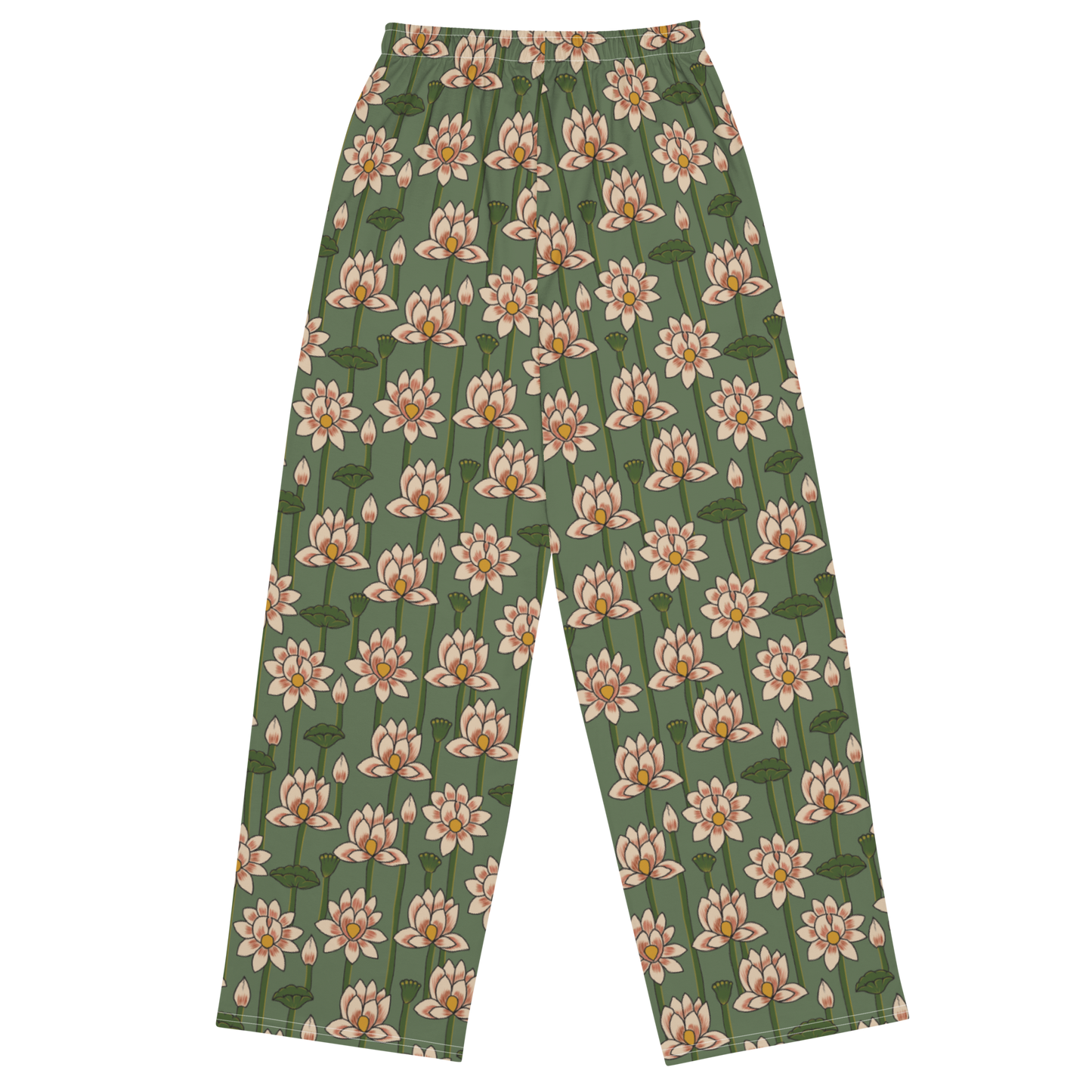 Lotus Print Wide Leg Trousers