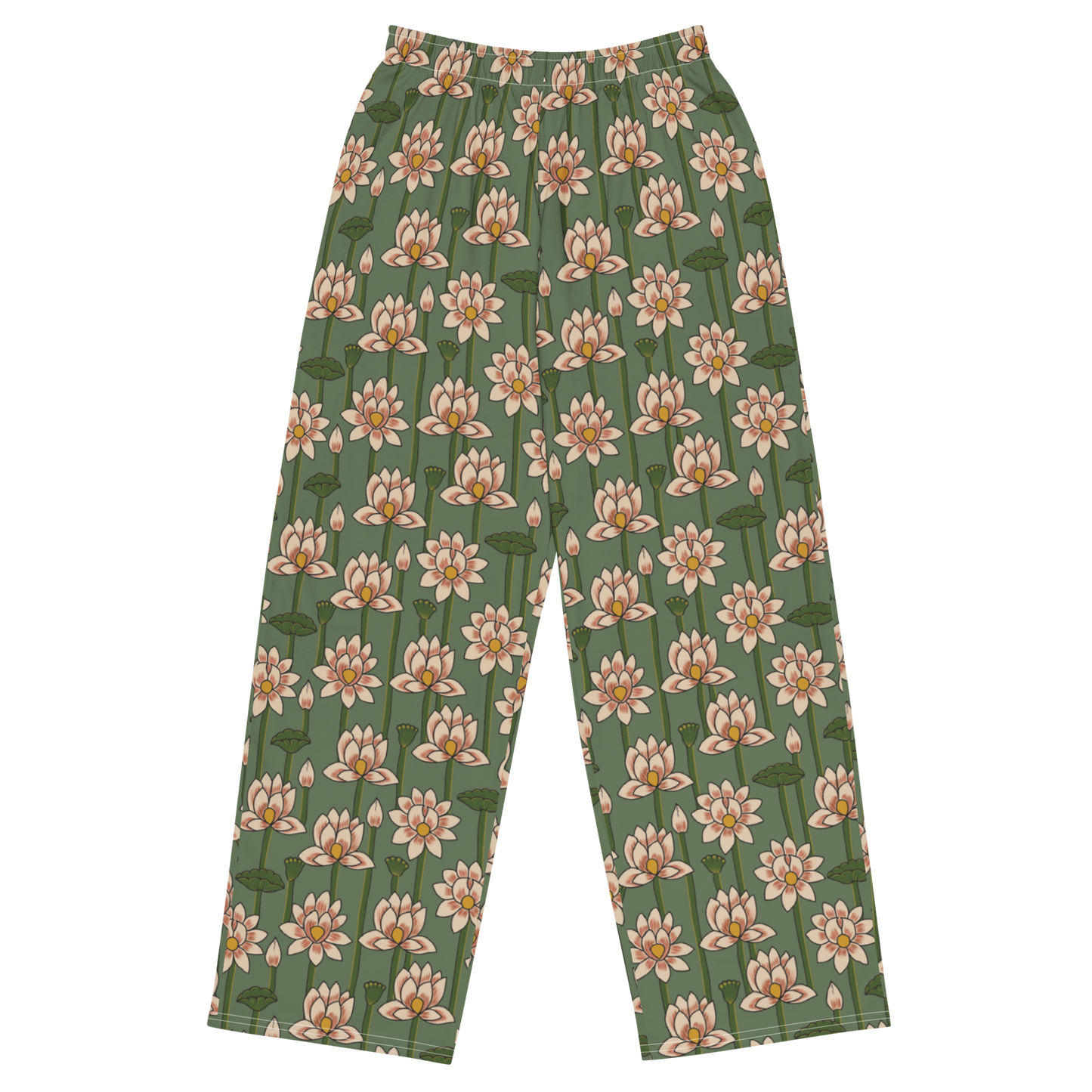 Lotus Print Wide Leg Trousers