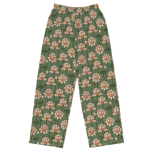 Lotus Print Wide Leg Trousers