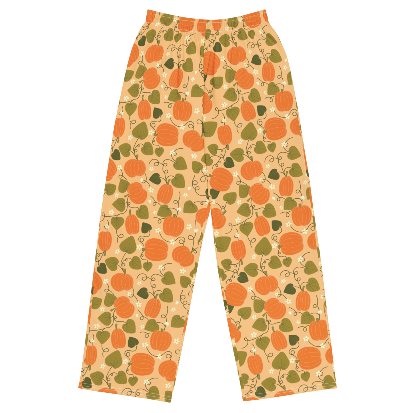 Pumpkin Print Wide Leg Trousers