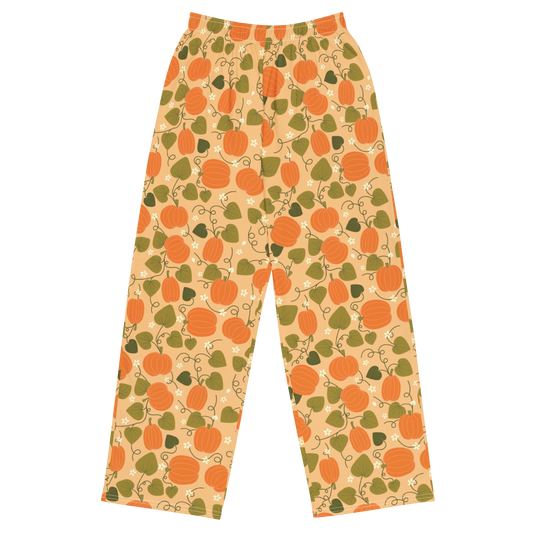 Pumpkin Print Wide Leg Trousers